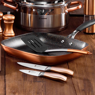 set de 3 cuchillos en acero inoxidable + soporte magnético de pared