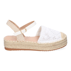 Sandalia de Plataforma para Mujer, Comoda, Forrada de Yute, Pala Cerrada y Entrelazada