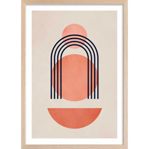 Affiche dessin ""Bauhaus abstrait"" Affiche + cadre en bois - Chêne