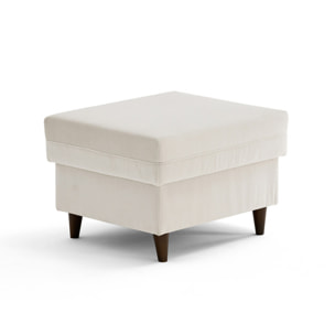Brooke - pouf en velours pieds en bois - Beige