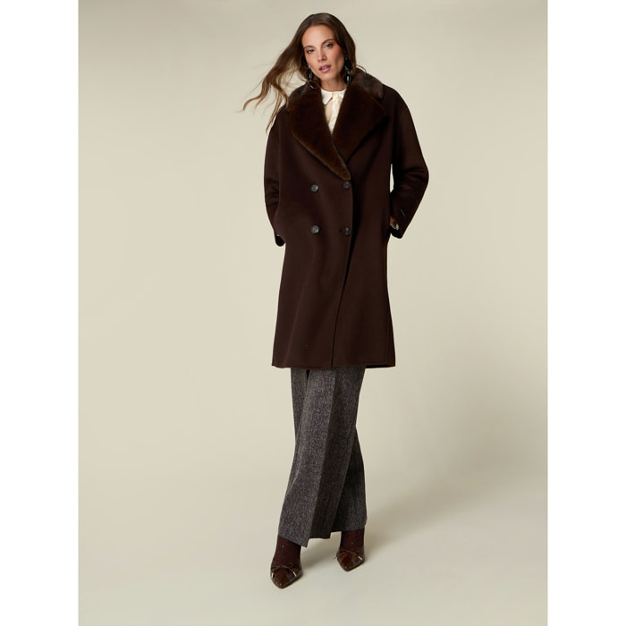Oltre - Cappotto doppiopetto misto lana - Marrone