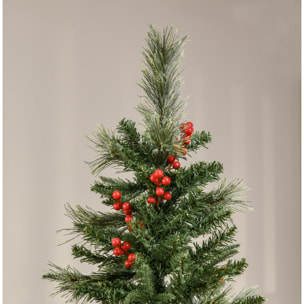 Sapin de Noël artificiel décoré Ø 78 x 210H cm 746 branches épines grand réalisme 45 baies rouges