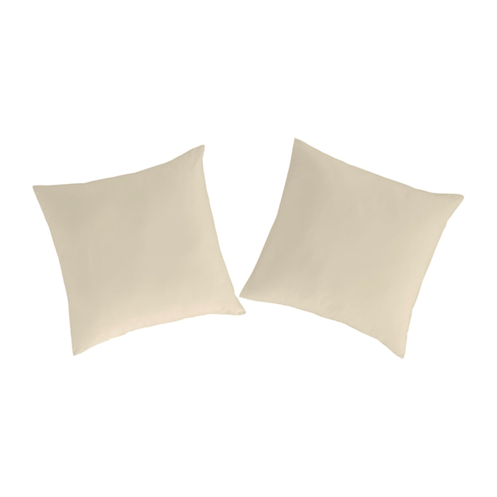 2 taies d'oreiller PURE en coton percale - crème