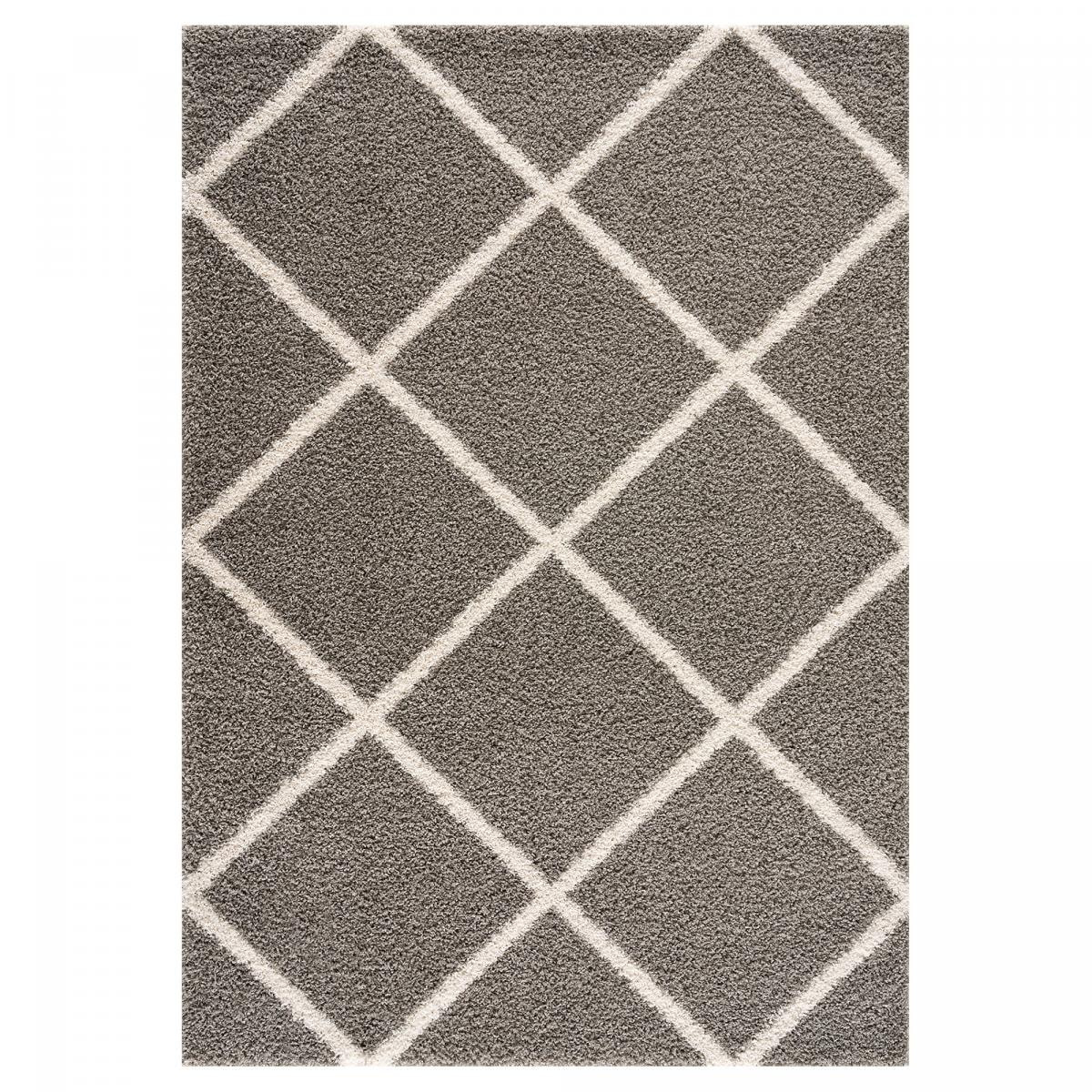 Tapis longs poils shaggy tissé motif scandinave DAMU