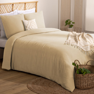 Parure de lit 3 pièces "Flora" gaze de coton lin 240x220cm