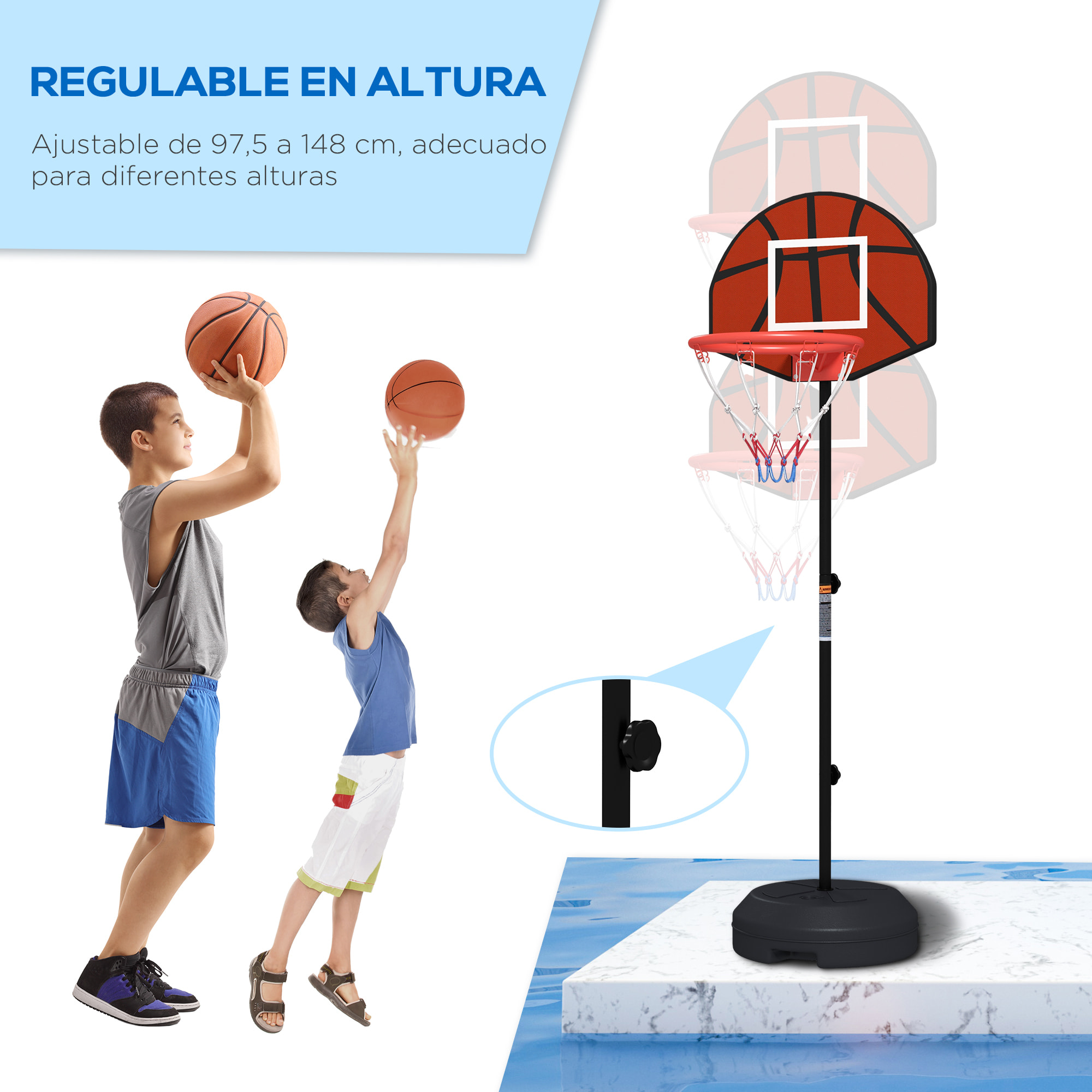 Canasta de Baloncesto con Altura Ajustable 129-179 cm Aro de Baloncesto con Diana Magnética y Dardos Base Rellenable para Interior Negro