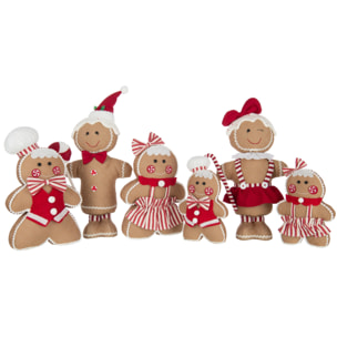 J-Line figurine Pain d'Epice Fille + Garçon Bonbn - polyrésine - beige/rouge - large - 2 pcs