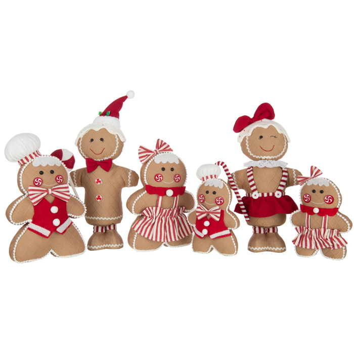 J-Line figurine Pain d'Epice Fille + Garçon Bonbn - polyrésine - beige/rouge - large - 2 pcs