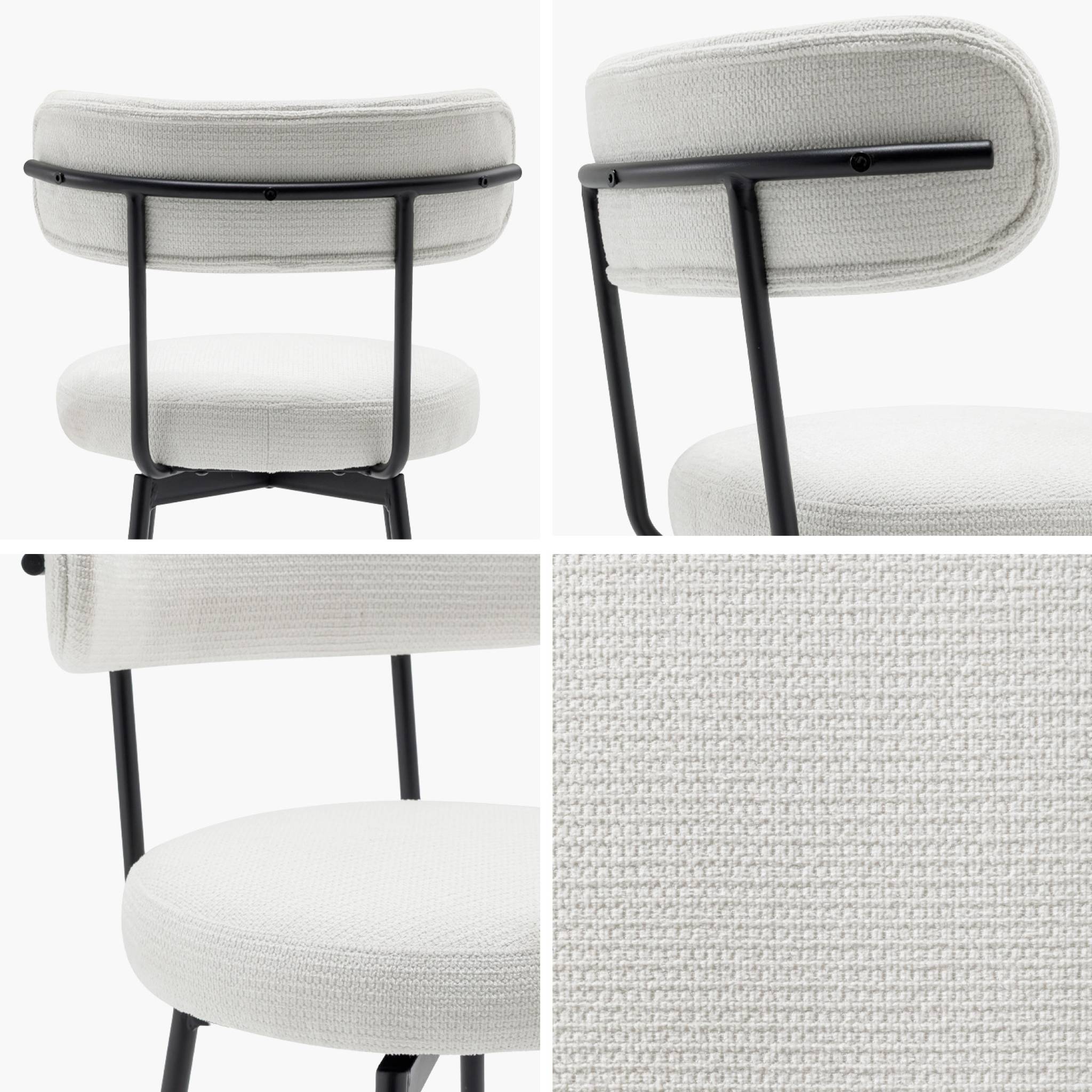 Lot de deux tabourets de bar assise rotative métal noir et tissu blanc - L 50 x P 50 x H 92cm - Iris