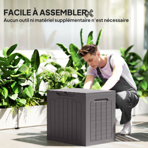 Coffre de jardin 93L dim. 56 x 41 x 50 cm effet rotin et bois brun