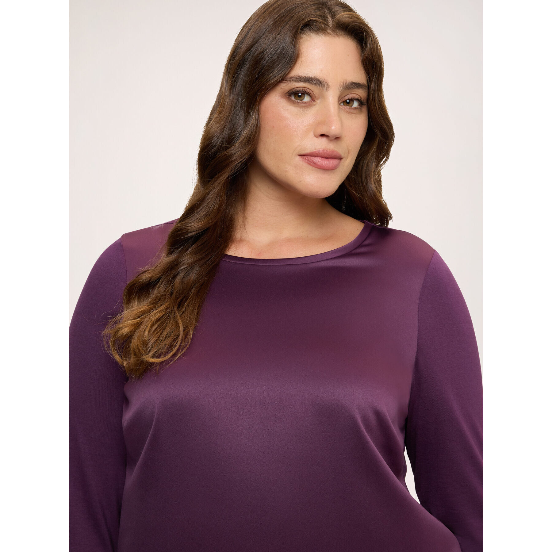 Fiorella Rubino - Camiseta bimaterial en raso y jersey - Burgundy