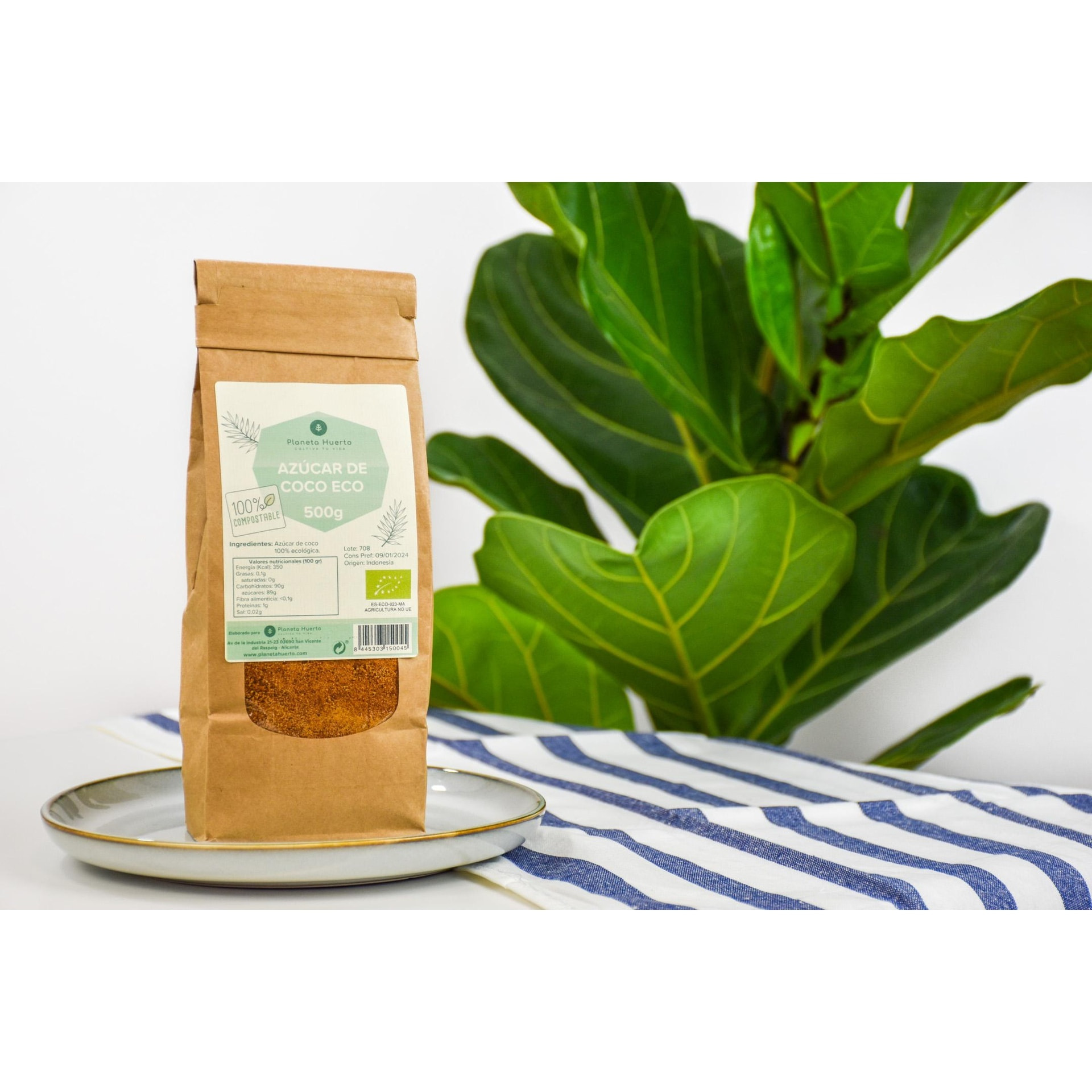 PLANETA HUERTO | Azúcar de Coco ECO Planeta Huerto 1 kg - Endulzante Natural y Nutritivo con Sabor a Caramelo, Ideal para Recetas y Bebidas