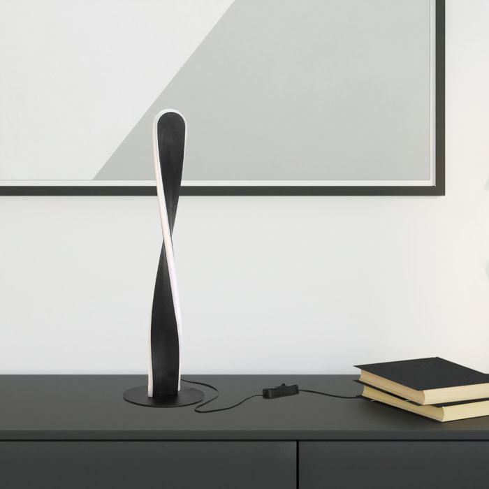 Forlight Sobremesa Merme LED 12W Blanco Neutro 4000K On-Off Negro, Blanco Opal Lámpara LED Moderna para Escritorios