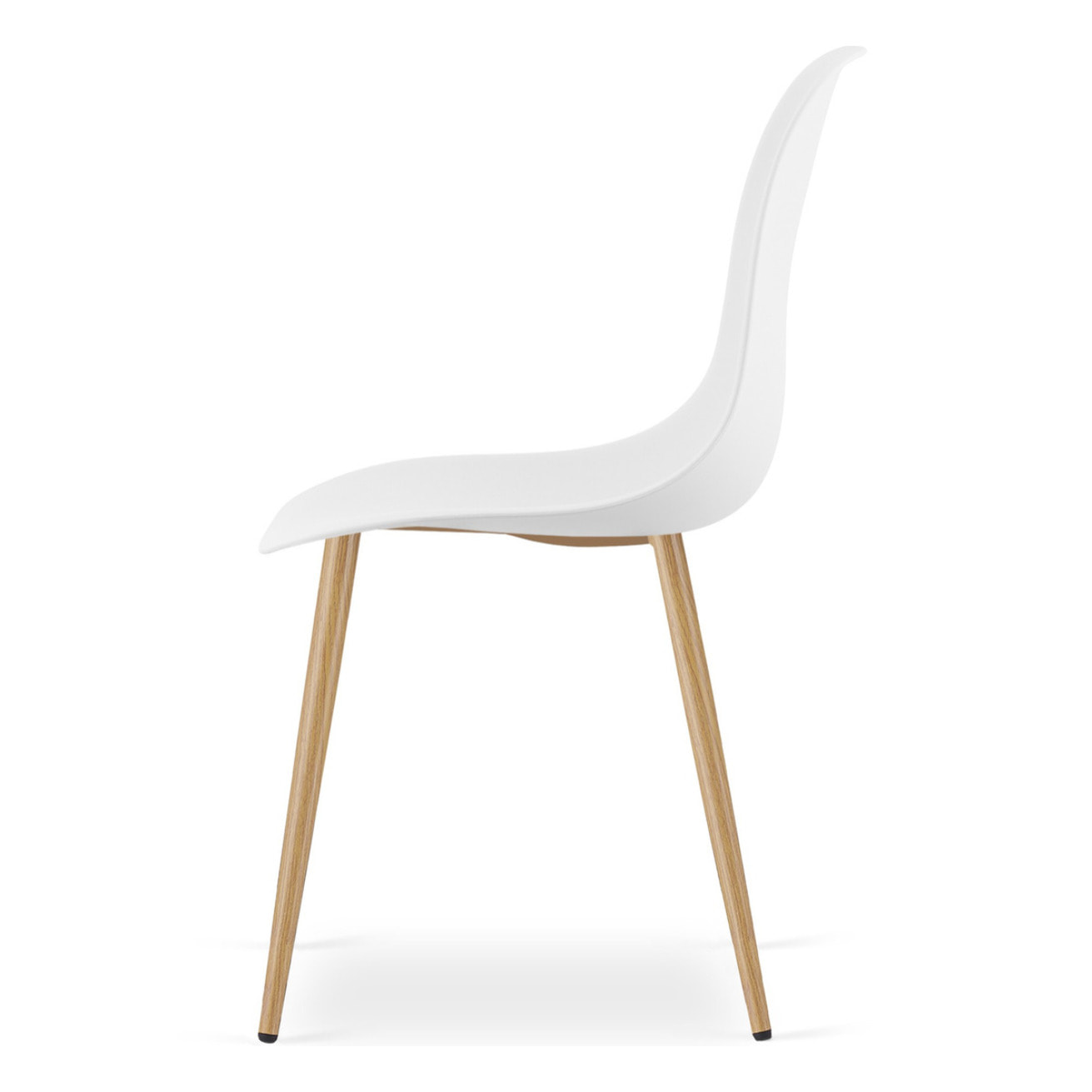 Sedia scandinava WAT bianca con gambe effetto legno