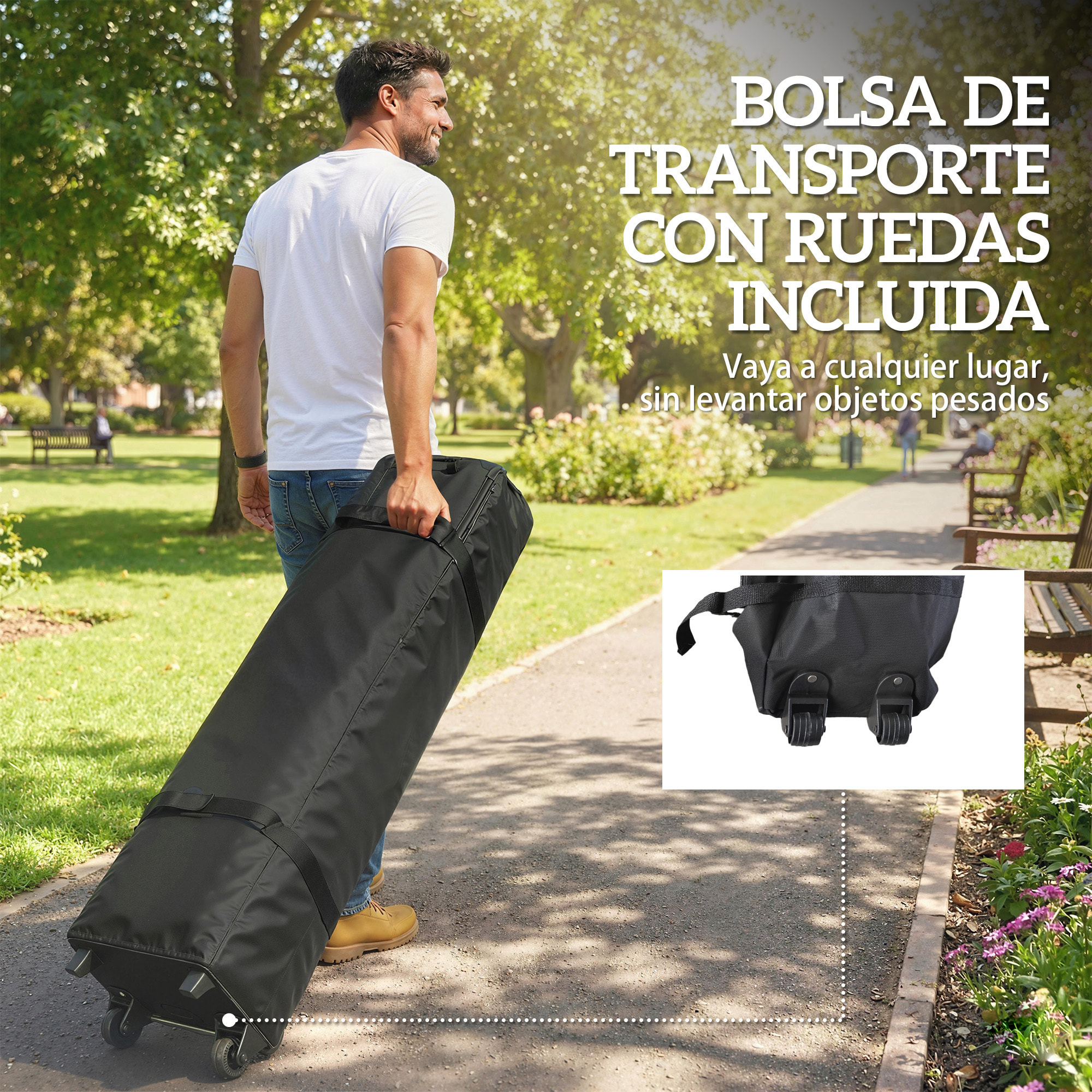 Carpa Plegable 3x3 m, Pop-up, Cenador Pabellón de Jardín con Ventilación Superior, Bloqueo Central, UPF50+, Altura Ajustable 3 Niveles, Bolsa Transporte con Ruedas, Sacos de Arena, Azul
