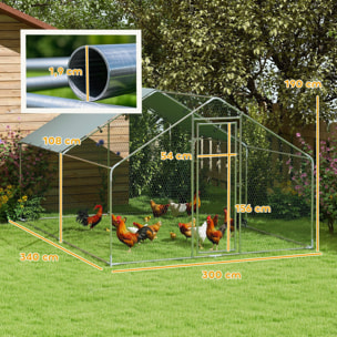 Gallinero para Exterior Gallinero de Acero Galvanizado con Cubierta Anti-UV e Impermeable Jaula para 5-8 Gallinas Plata