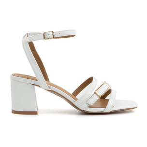 Sandalo glossy con fascette a incrocio - BIANCO