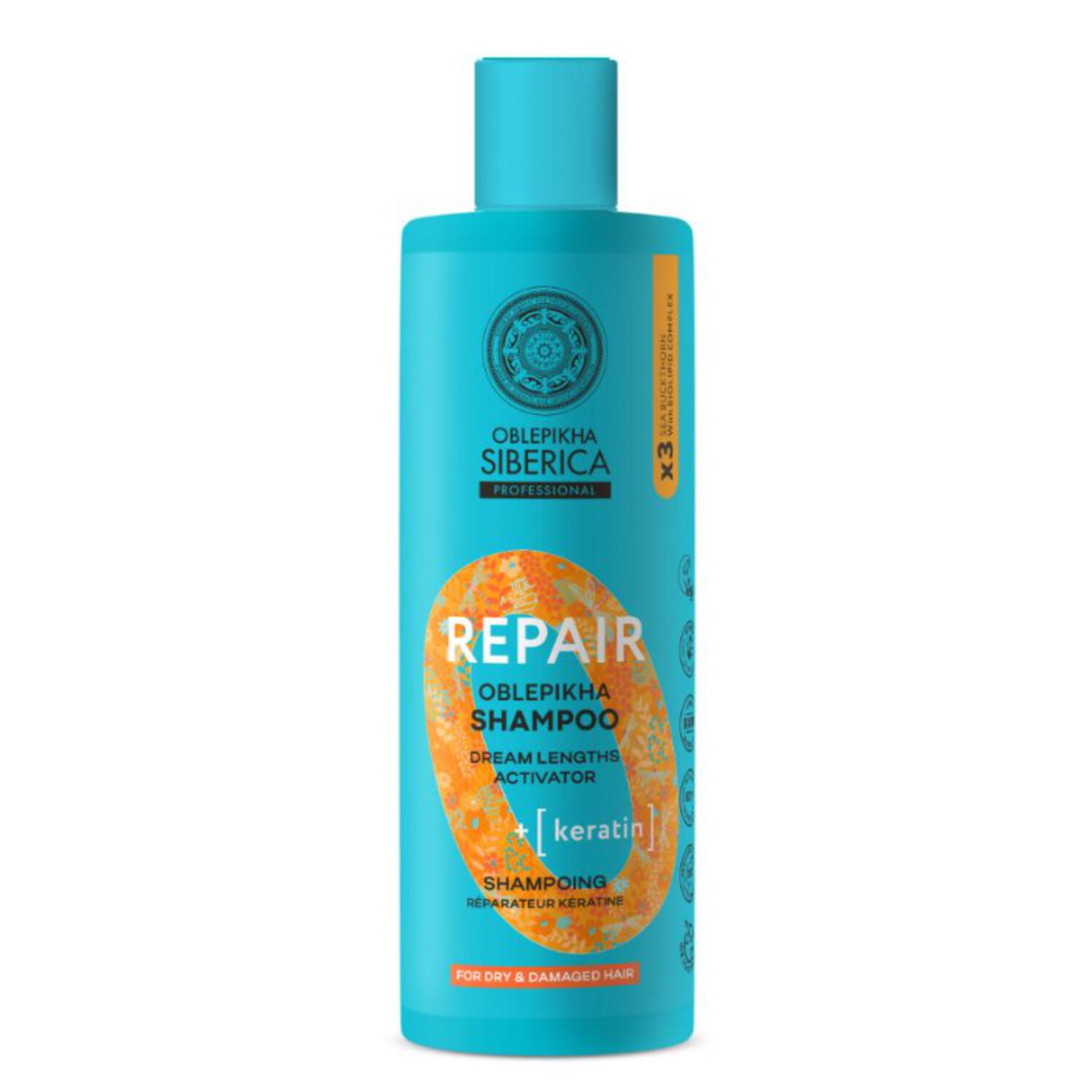 Oblepikha_O Repair - Shampoing Repair Kératine à l'argousier Cheveux Secs et Abimés 400ml