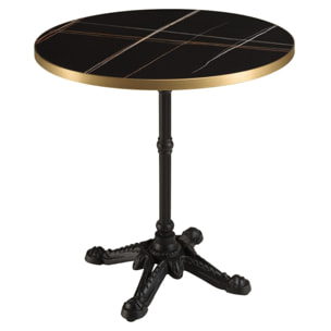 ICARE - Ensemble n°2: table bistrot D70cm en céramique marbré noir