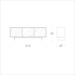 MADIA AUREA 3 ANTE - STRUTTURA NOCE CANALETTO, GRIGIO CARBONE, ANTA VETRO STAMPATO CALCATTA BLACK