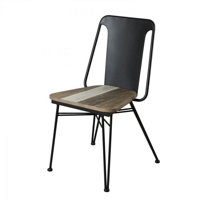 AMBROISE - Lot de 2 chaises pied métal