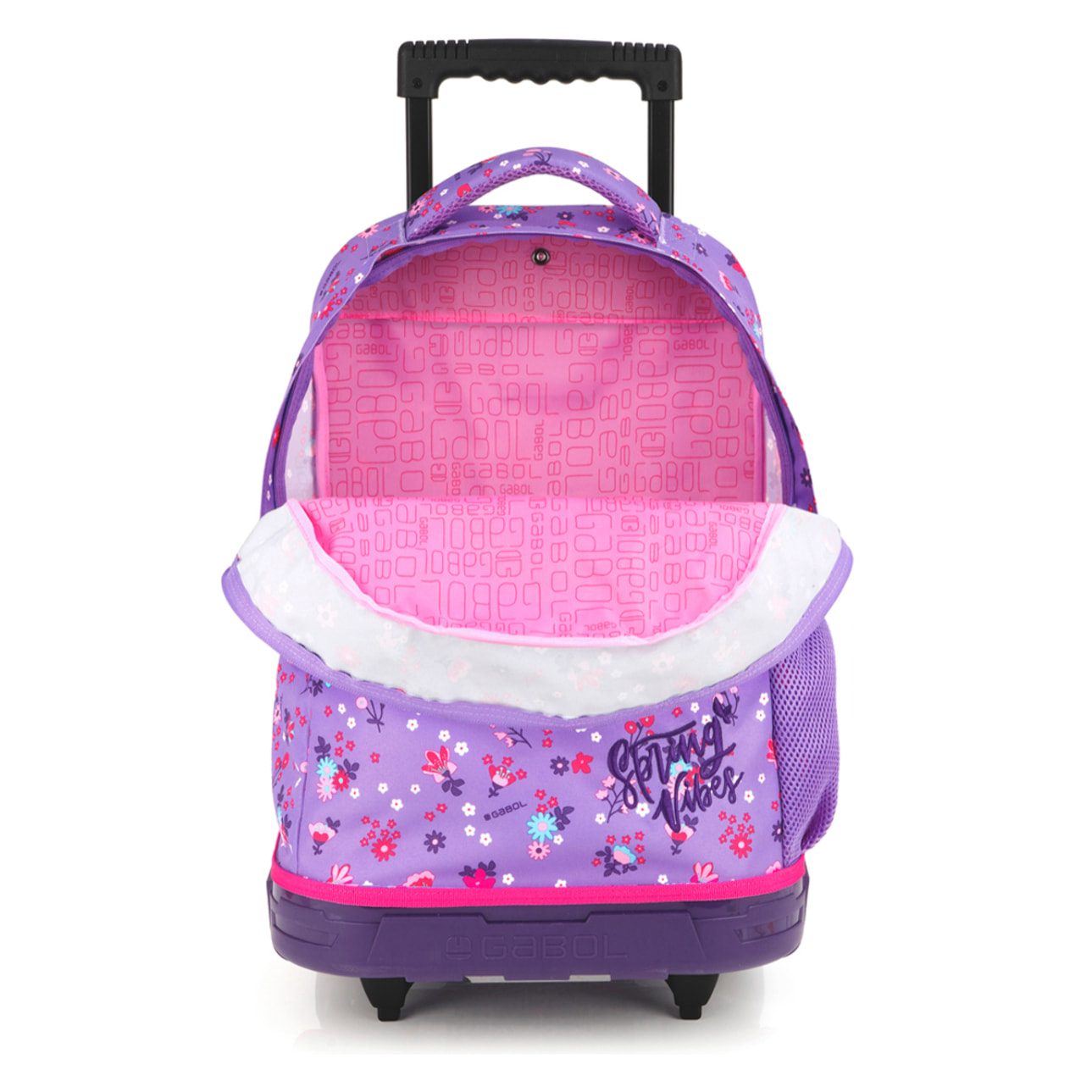 Mochila con ruedas Gabol VIOLET con flores e impermeable