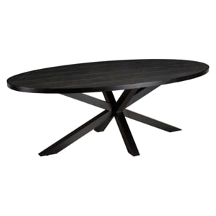 BASILE - Table à manger 220x110cm effet pierre motifs dorés