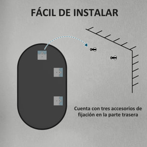 Espejo de Baño Ovalado 60x90 cm con Marco de Aluminio Espejo de Pared Decorativo Horizontal o Vertical para Salón Entrada Pasillo Negro