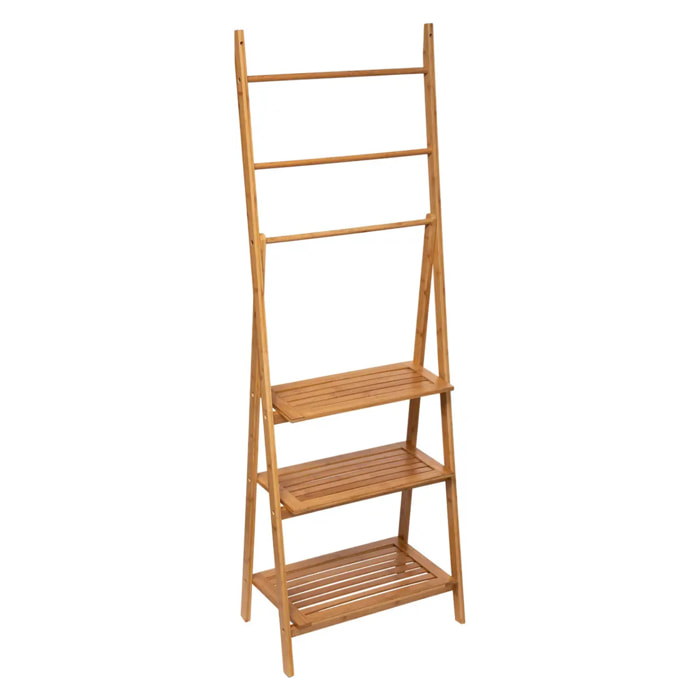 Étagère porte-serviette 3 niveaux bambou