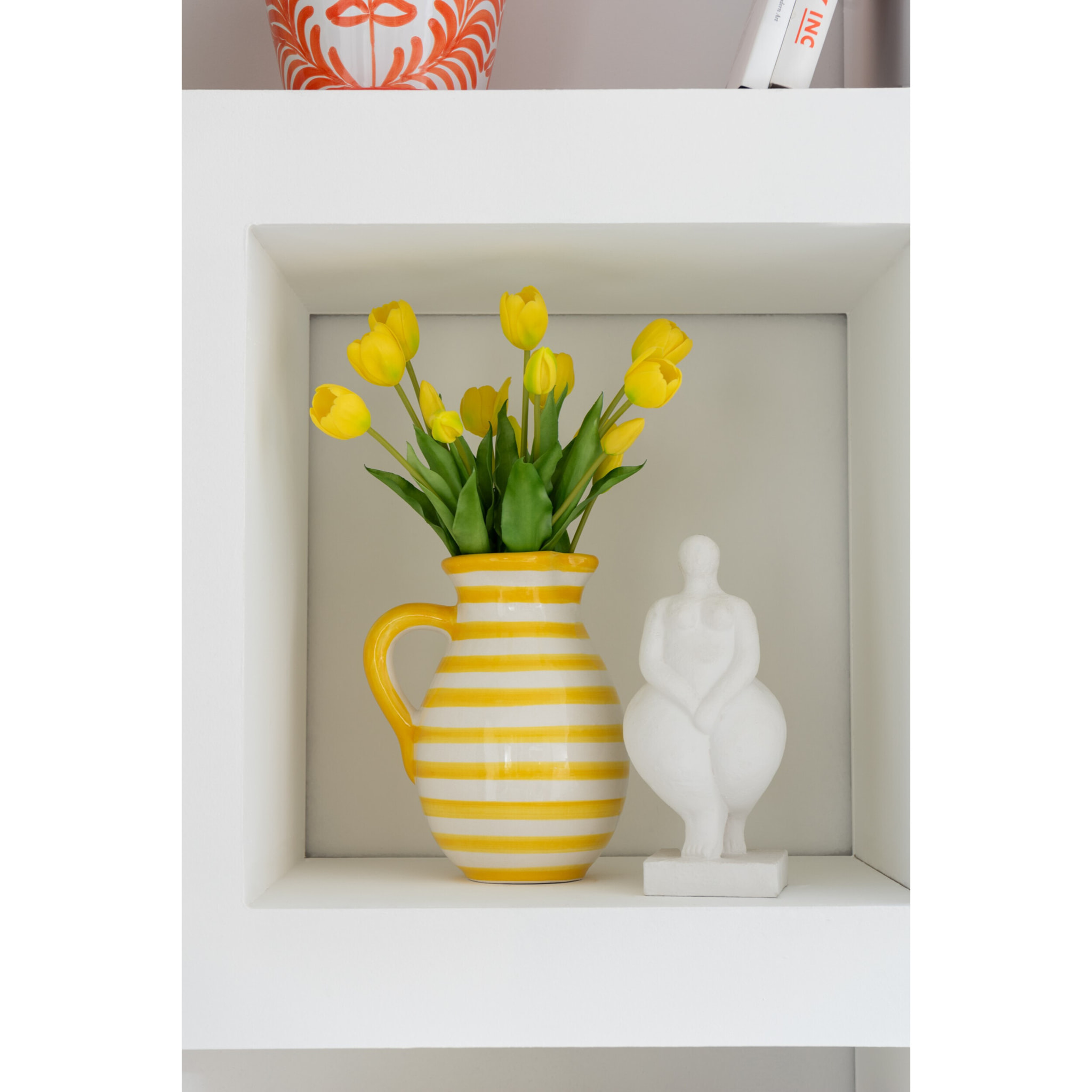 J-Line cruche Granada Stripes - céramique - blanc/jaune - large