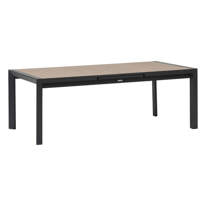 Table de jardin extensible "Évasion" effet bois honey & graphite 10 places en aluminium