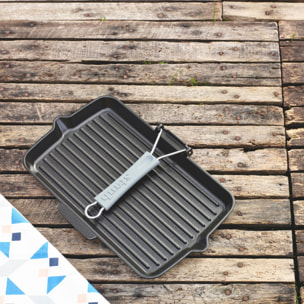 Gril en Fonte Staub, Rectangulaire, 34x21 cm, manche silicone, Noir Mat