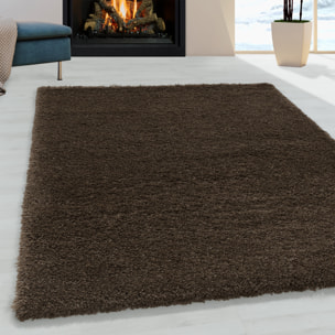 FLUFFY - Tapis shaggy uni à poils longs Marron