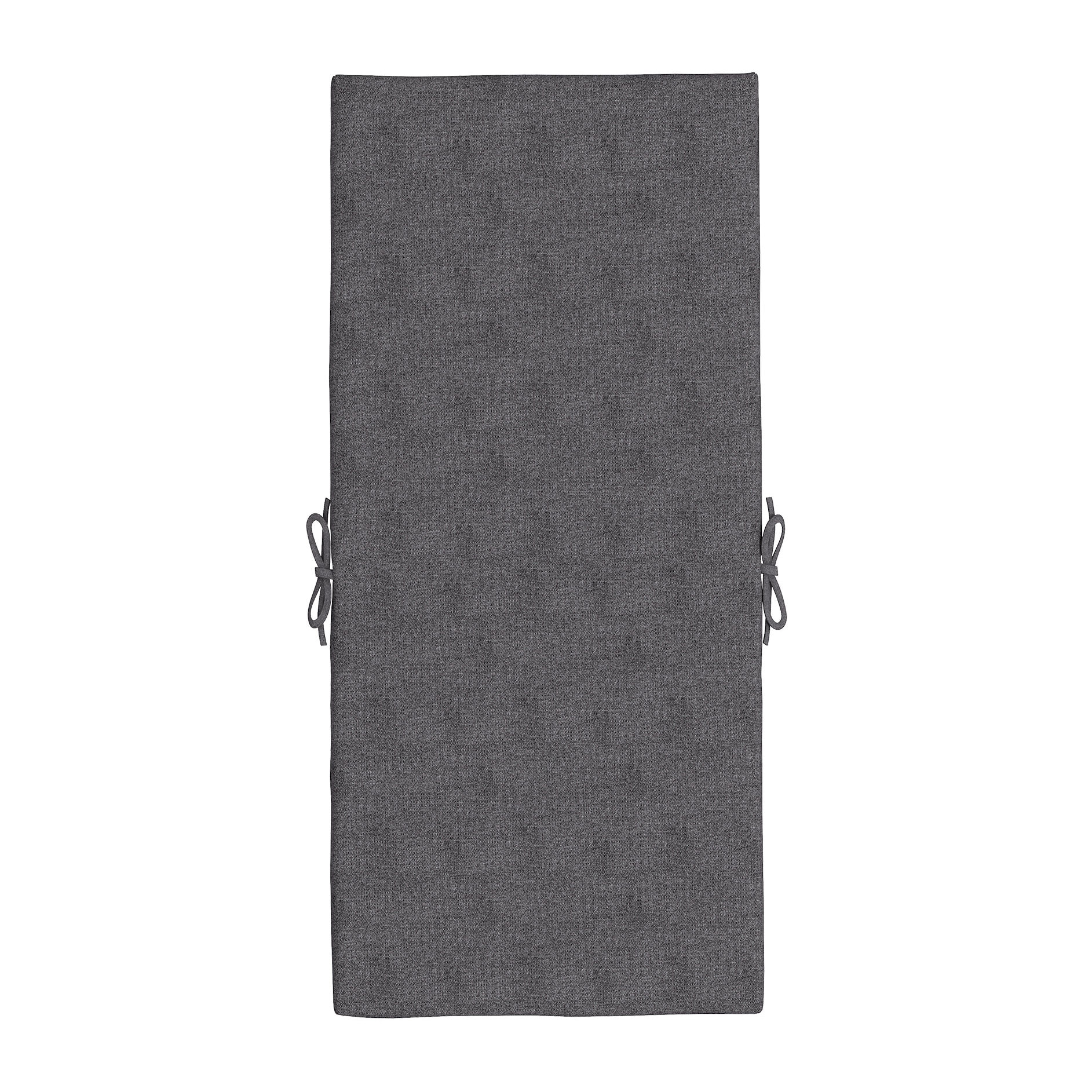 Lot de 2 coussins galettes de chaise de jardin - dim. 112L x 51l x ép. 8 cm - cordons attache - polyester déperlant anthracite