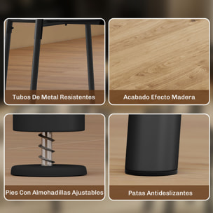 Juego de Mesa y Sillas de Comedor, Mesa de Cocina Redonda con 4 Sillas, Estilo Industrial, Marco Metálico, para Espacios Pequeños, Salón, Natural