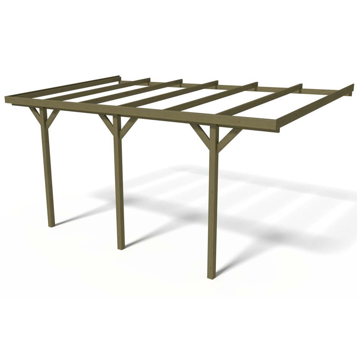 Carport bois adossé voiture "Solar 2" - 300 x 454 x 245 cm