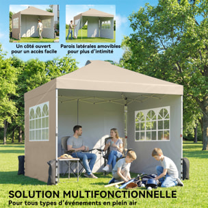 Tonnelle barnum pop-up 3 x 3 m 2 fenêtres sacs lestage blanc cassé