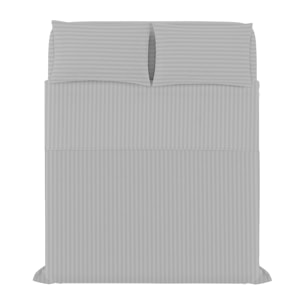 COMPLETO LETTO SATIN STRIPES, 100% Raso di Poliestere, Tinta Unita, Made in Italy - GRIGIO CHIARO
