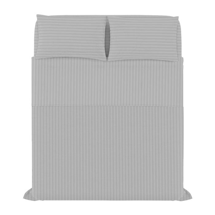 COMPLETO LETTO SATIN STRIPES, 100% Raso di Poliestere, Tinta Unita, Made in Italy - GRIGIO CHIARO