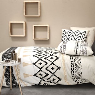 Parure housse de couette coton beige