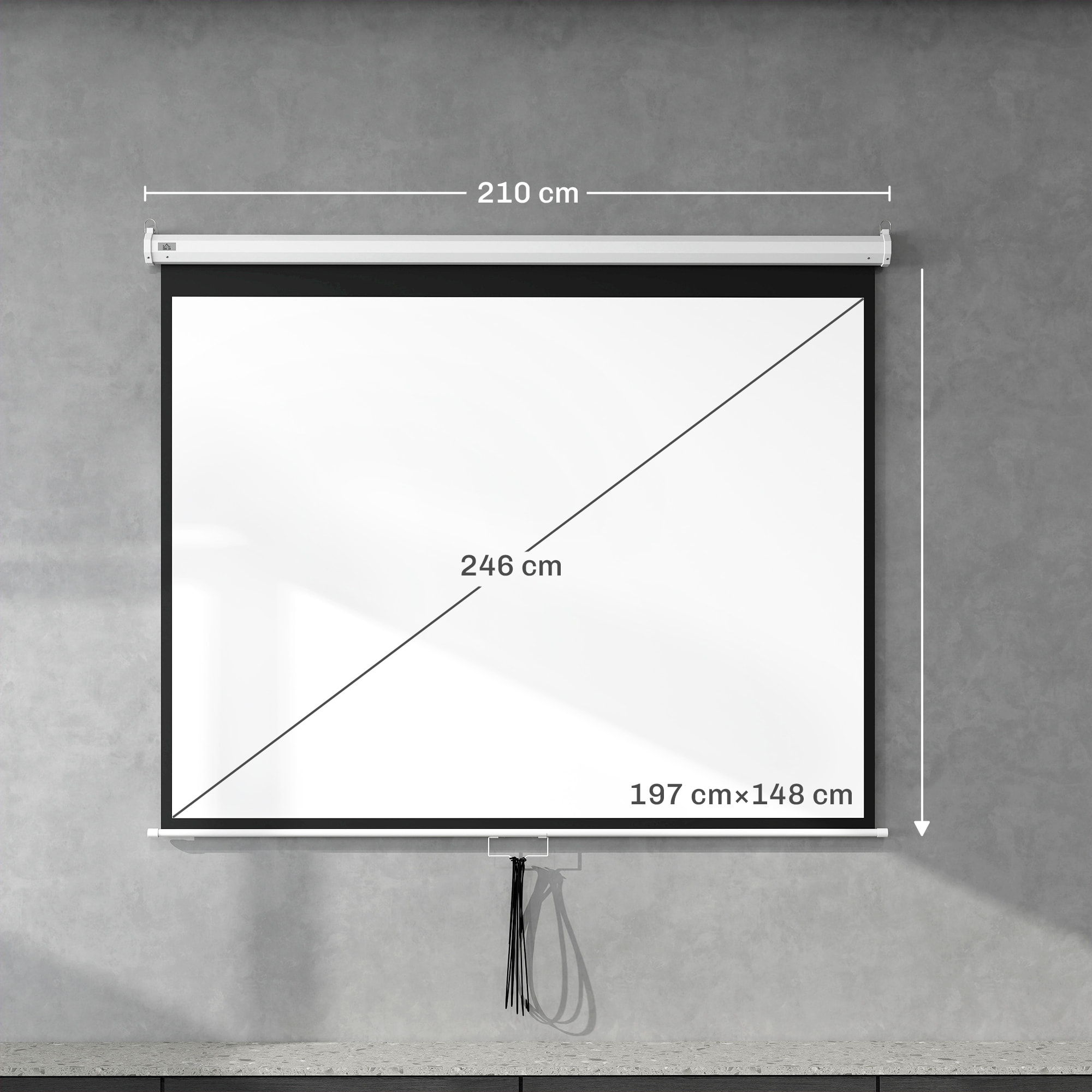 Pantalla de Proyector Manual 100 Pulgadas, Pantalla de Proyección, Formato 4:3/16:9, para Interior y Exterior, Cine en Casa, Oficina, Patio, 203x152 cm, Blanco
