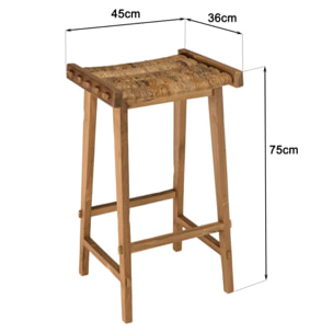 SIXTINE - Tabouret haut assise en tissage naturel