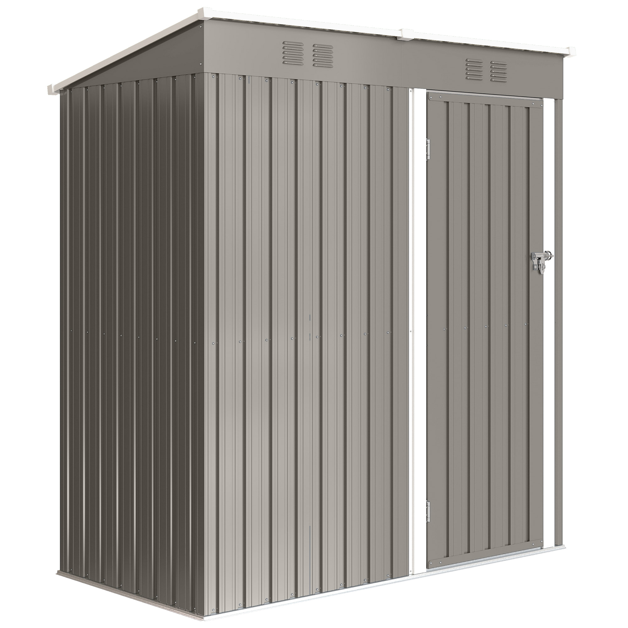 Abri de jardin 1,37 m² - cabanon porte verrouillable - tôle d'acier ondulé gris blanc
