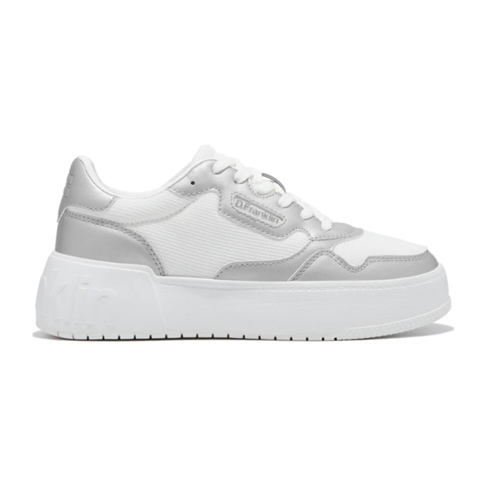 Zapatillas Deportivas Casual Mujer Court Basic Mesh Plata D.Franklin