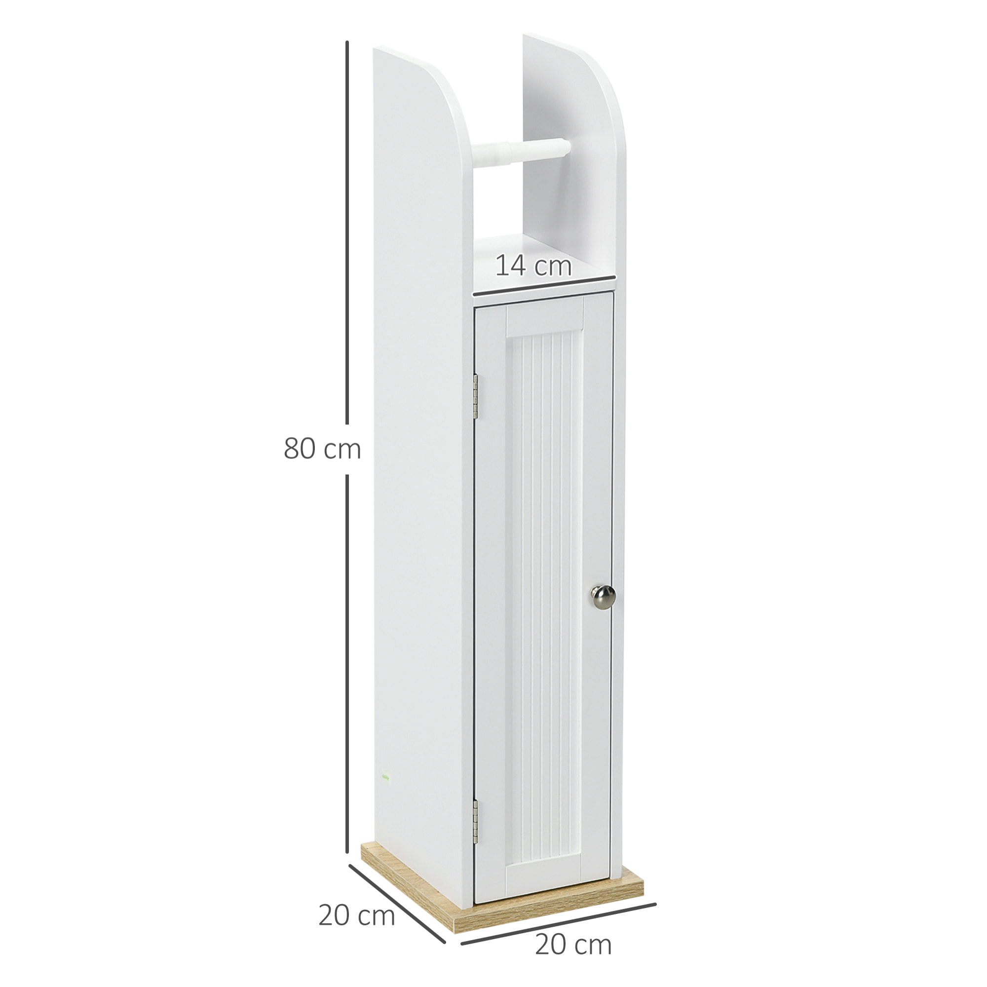 Mueble Auxiliar de Baño Columna de Baño Mueble de Suelo de Baño con Estantes Ajustables y Portarrollos de Papel 20x20x80 cm Blanco