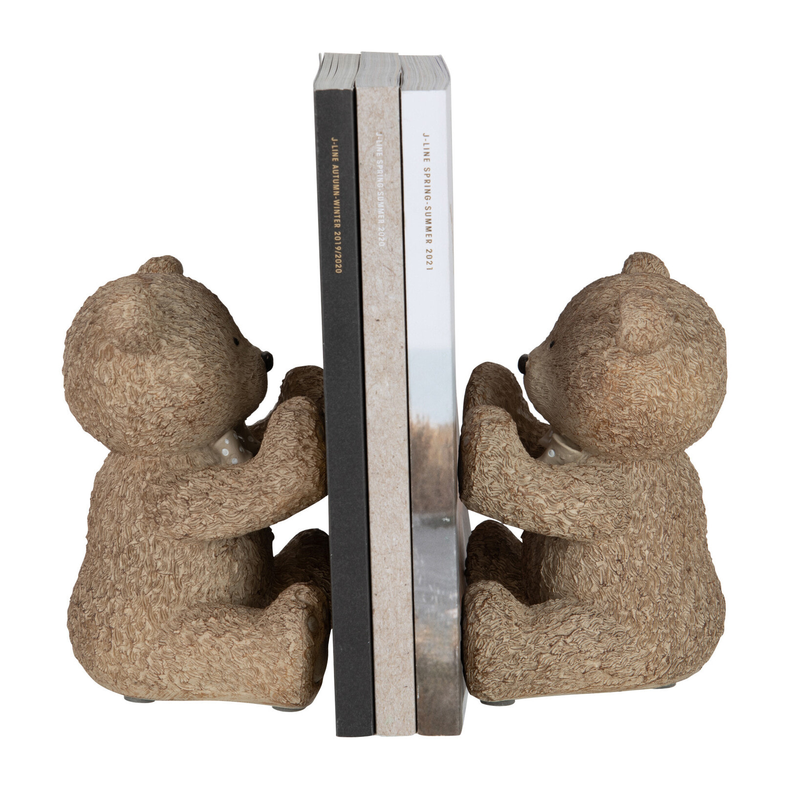J-Line serre-livre Teddy - polyrésine - marron - 2 pcs