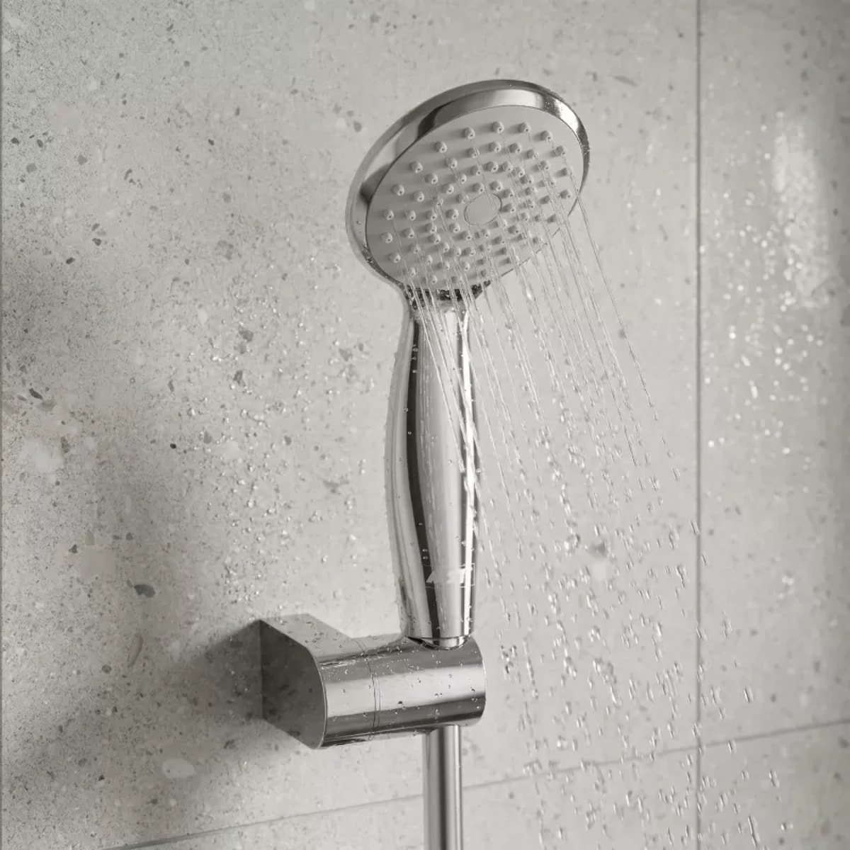 Pommeau de douche Vicente Chrome Ø 80 mm avec support mural et flexible 150 cm
