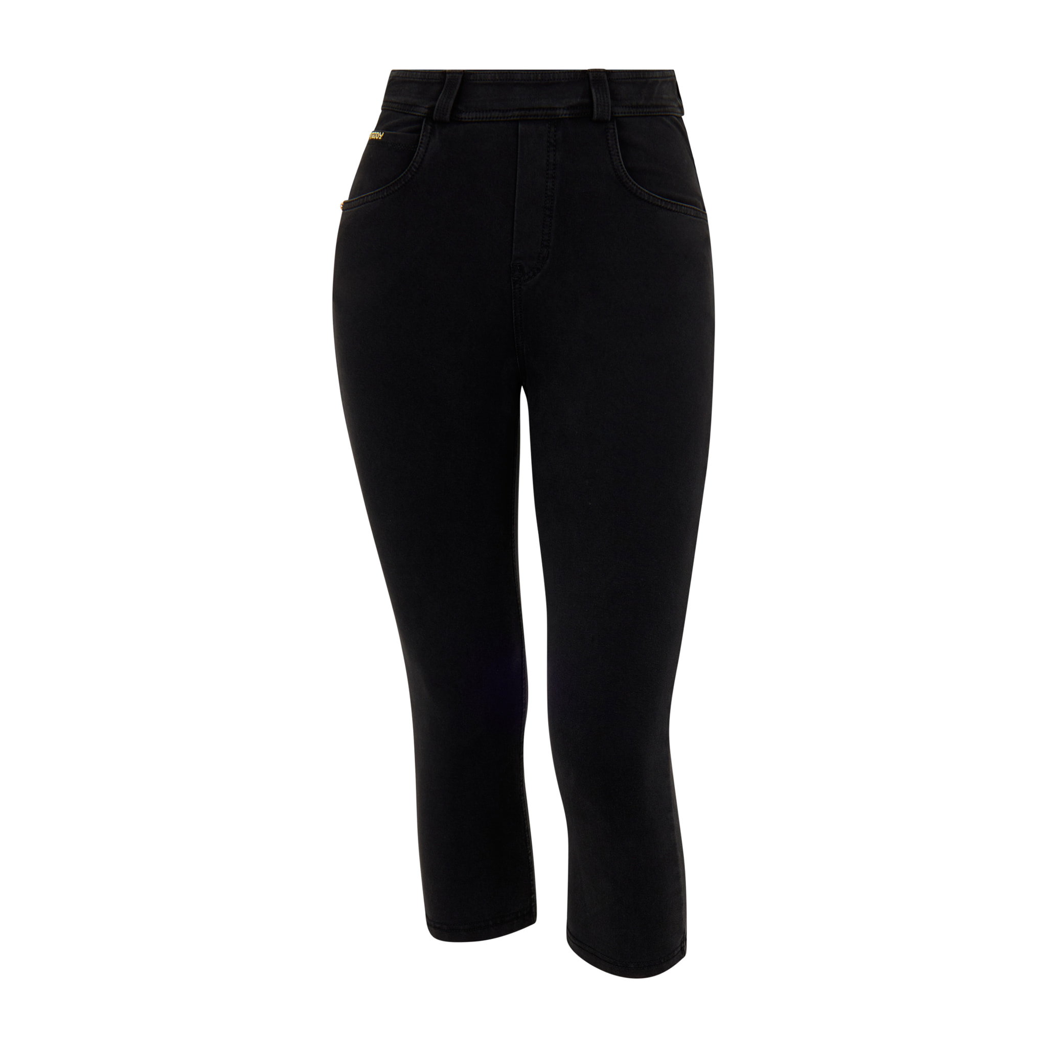 Pantaloni capri effetto denim con 5 tasche