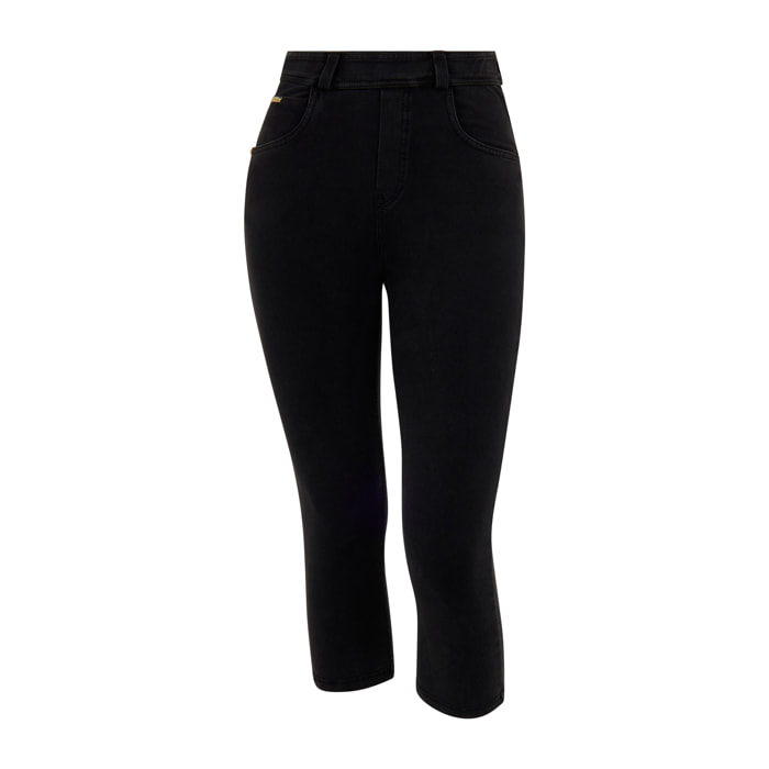 Pantaloni capri effetto denim con 5 tasche
