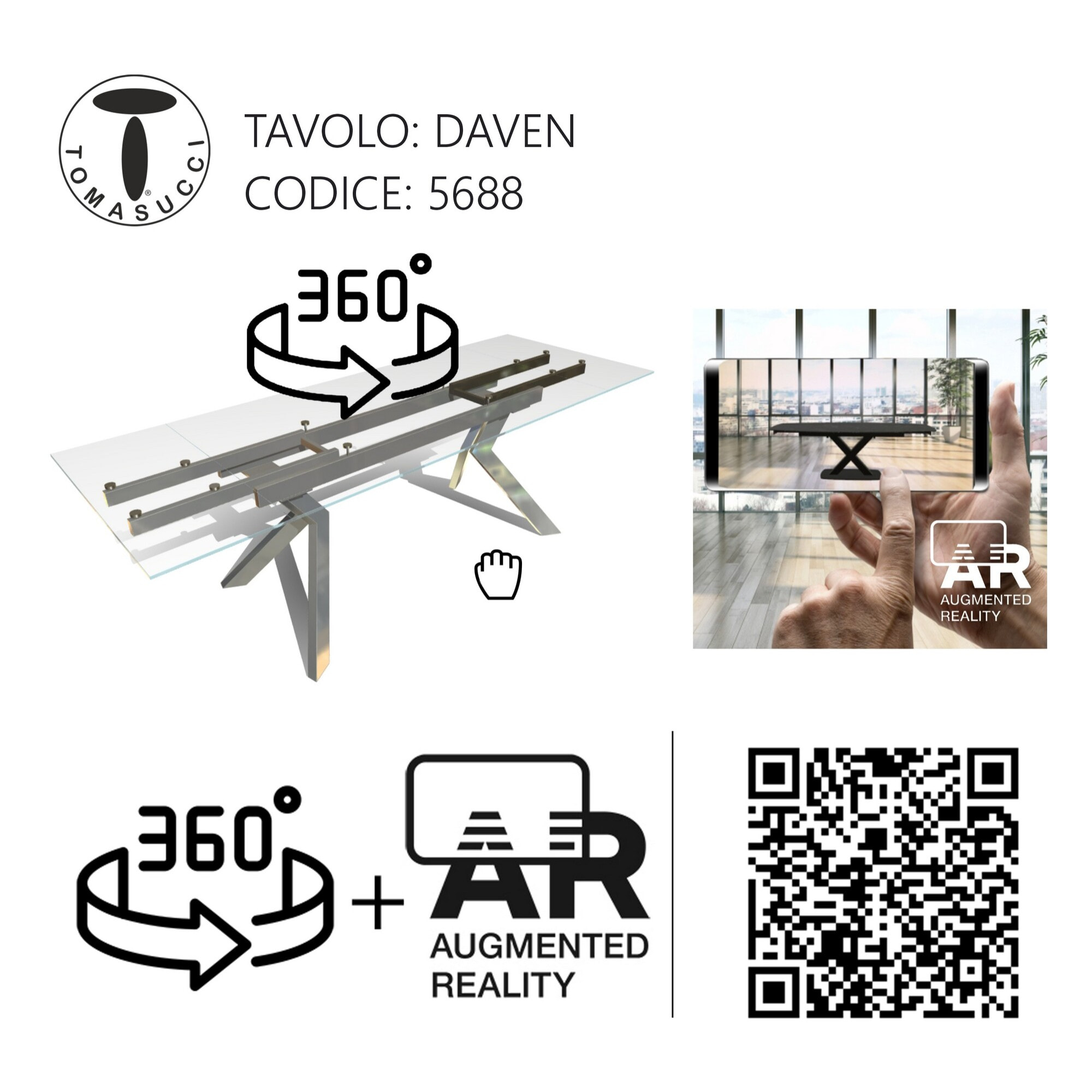 Tomasucci table extensible DAVEN Transparent.